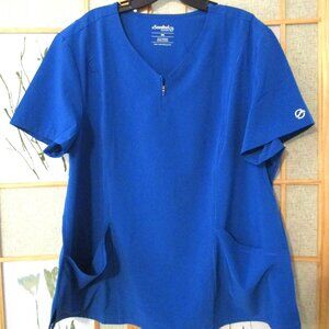 Two 2XL New Sanibel Sustain Women's blue, eggplant V neck Scrub Tops medical